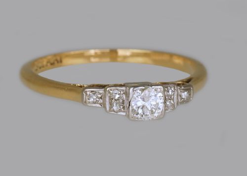 ART DECO DIAMOND 18CT GOLD PLAT SOLITAIRE RING ANTIQUE 1920'S ENGAGEMENT RING - ADDITIONAL PHOTO 4