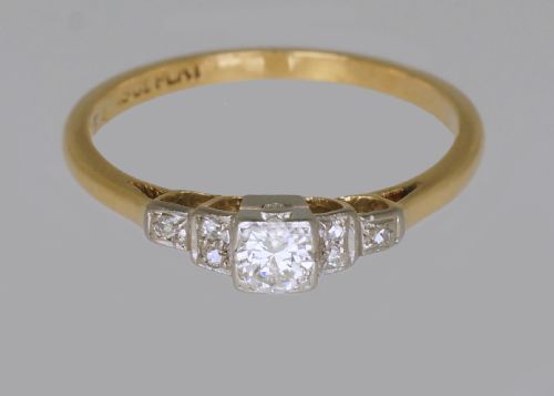 ART DECO DIAMOND 18CT GOLD PLAT SOLITAIRE RING ANTIQUE 1920'S ENGAGEMENT RING - ADDITIONAL PHOTO 5
