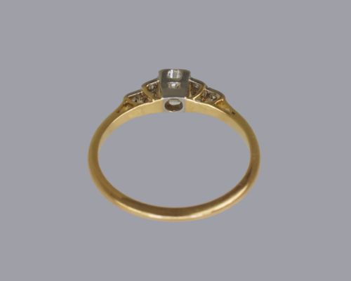 ART DECO DIAMOND 18CT GOLD PLAT SOLITAIRE RING ANTIQUE 1920'S ENGAGEMENT RING - ADDITIONAL PHOTO 6