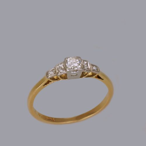ART DECO DIAMOND 18CT GOLD PLAT SOLITAIRE RING ANTIQUE 1920'S ENGAGEMENT RING - ADDITIONAL PHOTO 10