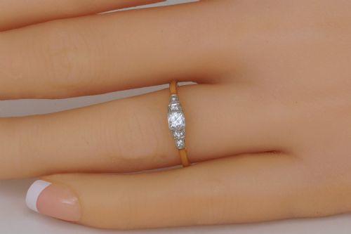 ART DECO DIAMOND 18CT GOLD PLAT SOLITAIRE RING ANTIQUE 1920'S ENGAGEMENT RING - ADDITIONAL PHOTO 11