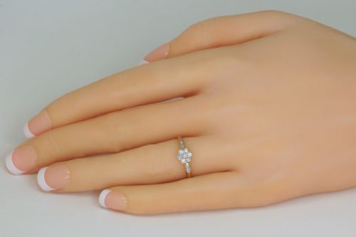 ANTIQUE 18CT GOLD DIAMOND CLUSTER RING EDWARDIAN ART DECO VINTAGE DAISY RING - ADDITIONAL PHOTO 3