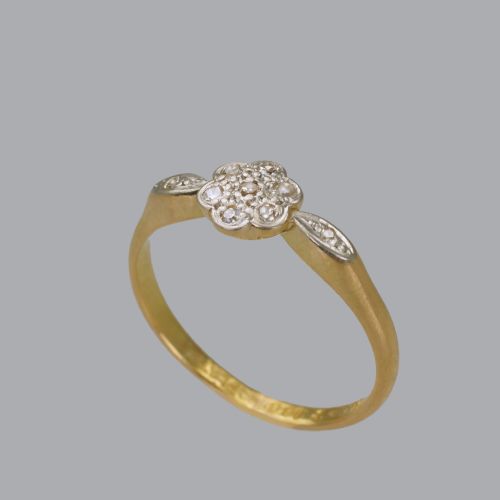 ANTIQUE 18CT GOLD DIAMOND CLUSTER RING EDWARDIAN ART DECO VINTAGE DAISY RING - ADDITIONAL PHOTO 5