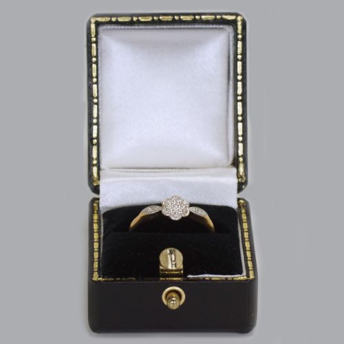 ANTIQUE 18CT GOLD DIAMOND CLUSTER RING EDWARDIAN ART DECO VINTAGE DAISY RING - ADDITIONAL PHOTO 10