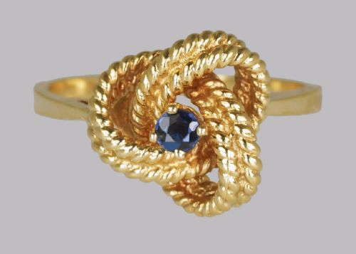vintage tiffany co18ct gold blue sapphire ring rare tiffany woven knot ring - CATEGORY: ANTIQUE JEWELLERY - DATED 1960