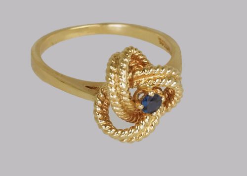 VINTAGE TIFFANY CO18CT GOLD BLUE SAPPHIRE RING RARE TIFFANY WOVEN KNOT RING - ADDITIONAL PHOTO 2