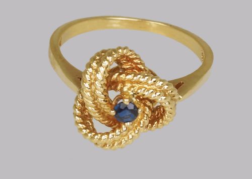 VINTAGE TIFFANY CO18CT GOLD BLUE SAPPHIRE RING RARE TIFFANY WOVEN KNOT RING - ADDITIONAL PHOTO 3