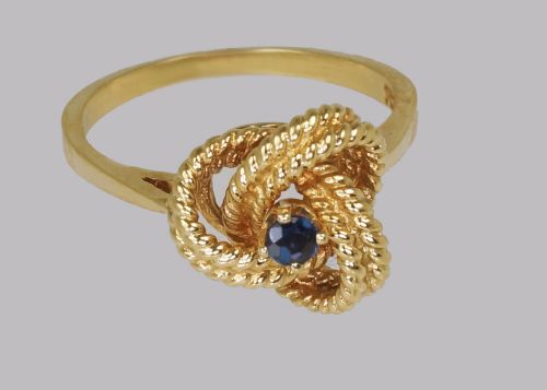 VINTAGE TIFFANY CO18CT GOLD BLUE SAPPHIRE RING RARE TIFFANY WOVEN KNOT RING - ADDITIONAL PHOTO 4