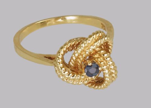 VINTAGE TIFFANY CO18CT GOLD BLUE SAPPHIRE RING RARE TIFFANY WOVEN KNOT RING - ADDITIONAL PHOTO 5