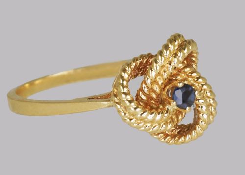 VINTAGE TIFFANY CO18CT GOLD BLUE SAPPHIRE RING RARE TIFFANY WOVEN KNOT RING - ADDITIONAL PHOTO 6