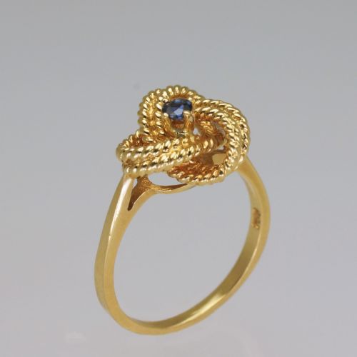 VINTAGE TIFFANY CO18CT GOLD BLUE SAPPHIRE RING RARE TIFFANY WOVEN KNOT RING - ADDITIONAL PHOTO 10