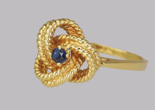 VINTAGE TIFFANY CO18CT GOLD BLUE SAPPHIRE RING RARE TIFFANY WOVEN KNOT RING - ADDITIONAL PHOTO 11