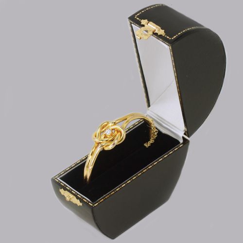 VICTORIAN 15CT GOLD OLD CUT DIAMOND LOVERS KNOT HINGED BANGLE ANTIQUE BRACELET CIRCA 1890 - ADDITIONAL PHOTO 9