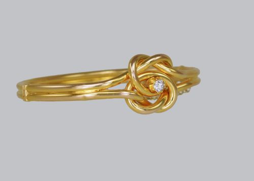 VICTORIAN 15CT GOLD OLD CUT DIAMOND LOVERS KNOT HINGED BANGLE ANTIQUE BRACELET CIRCA 1890 - ADDITIONAL PHOTO 10