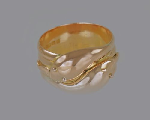 ANTIQUE DOUBLE SNAKESERPENT RING 9CT GOLD VINTAGE HALLMARK 1918 MENS SIZE X 13 GRAMS - ADDITIONAL PHOTO 2