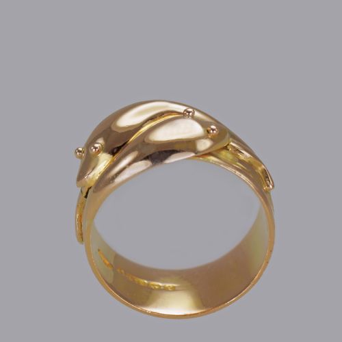 ANTIQUE DOUBLE SNAKESERPENT RING 9CT GOLD VINTAGE HALLMARK 1918 MENS SIZE X 13 GRAMS - ADDITIONAL PHOTO 4