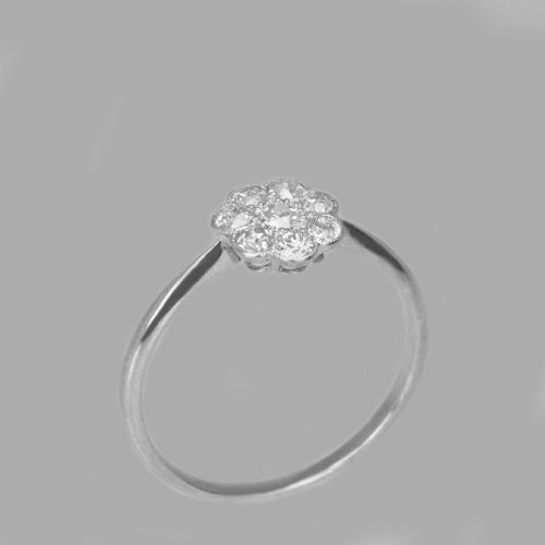 ANTIQUE 18CT WHITE GOLD OLD CUT DIAMOND CLUSTER RING VINTAGE EDWARDIAN DAISY RING CIRCA 1910 - ADDITIONAL PHOTO 2