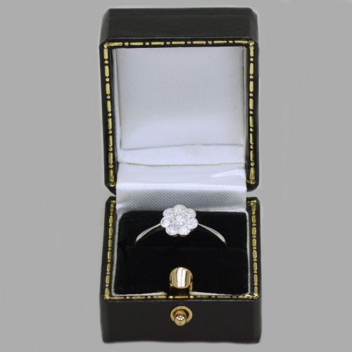 ANTIQUE 18CT WHITE GOLD OLD CUT DIAMOND CLUSTER RING VINTAGE EDWARDIAN DAISY RING CIRCA 1910 - ADDITIONAL PHOTO 9