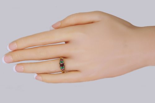 ANTIQUE 18CT GOLD AMETHYST EMERALD ENGLISH ORNATE MID VICTORIAN RING CIRCA 1870 - ADDITIONAL PHOTO 15