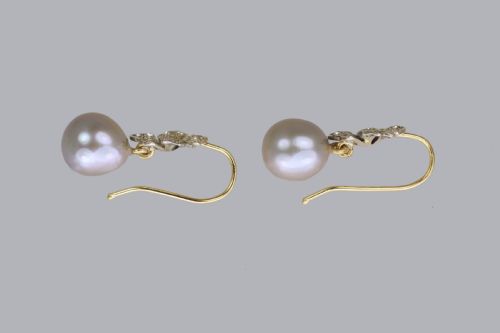 EDWARDIAN PEARL SWISS CUT DIAMOND DROP 18CT GOLD ANTIQUE DANGLE EARRINGS CIRCA 1910 - ADDITIONAL PHOTO 5