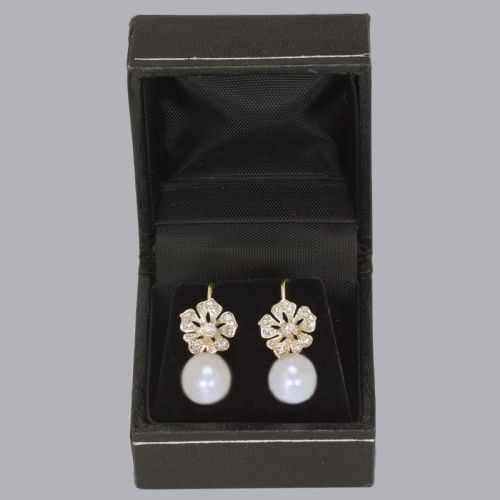 EDWARDIAN PEARL SWISS CUT DIAMOND DROP 18CT GOLD ANTIQUE DANGLE EARRINGS CIRCA 1910 - ADDITIONAL PHOTO 6