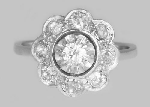 18CT GOLD DIAMOND CLUSTER RING FRENCH RETRO 100CT DIAMOND ART DECO RING CIRCA 1920 - ADDITIONAL PHOTO 21