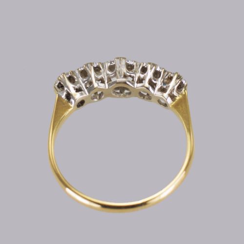 ART DECO SWISS CUT DIAMOND 18CT GOLD PLATINUM FIVE STONE VINTAGE 1920'S RING - ADDITIONAL PHOTO 6