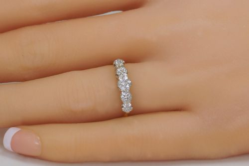 ART DECO SWISS CUT DIAMOND 18CT GOLD PLATINUM FIVE STONE VINTAGE 1920'S RING - ADDITIONAL PHOTO 9