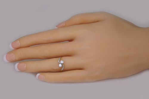DIAMOND 2 STONE TWIST RING ANTIQUE EDWARDIAN TOI MOI ENGAGEMENT RING CIRCA1910 - ADDITIONAL PHOTO 1
