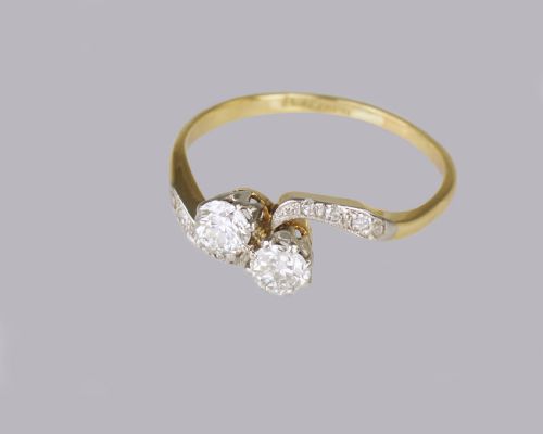 DIAMOND 2 STONE TWIST RING ANTIQUE EDWARDIAN TOI MOI ENGAGEMENT RING CIRCA1910 - ADDITIONAL PHOTO 3