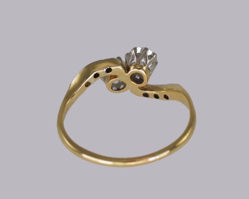 DIAMOND 2 STONE TWIST RING ANTIQUE EDWARDIAN TOI MOI ENGAGEMENT RING CIRCA1910 - ADDITIONAL PHOTO 6