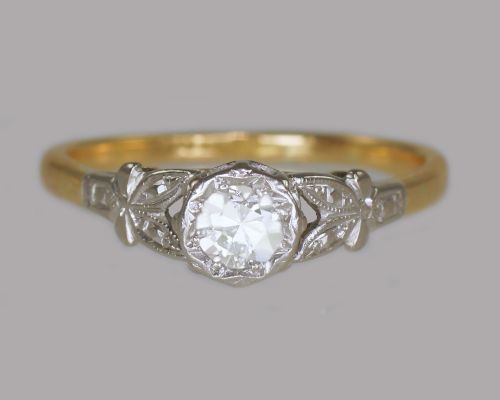 edwardian solitaire diamond ring 18ct gold plat antique engagement ring circa 1910 - CATEGORY: ANTIQUE JEWELLERY - DATED EDWARDIAN