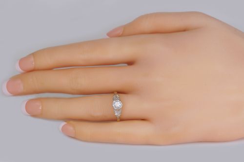 EDWARDIAN SOLITAIRE DIAMOND RING 18CT GOLD PLAT ANTIQUE ENGAGEMENT RING CIRCA 1910 - ADDITIONAL PHOTO 1