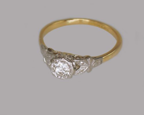 EDWARDIAN SOLITAIRE DIAMOND RING 18CT GOLD PLAT ANTIQUE ENGAGEMENT RING CIRCA 1910 - ADDITIONAL PHOTO 5
