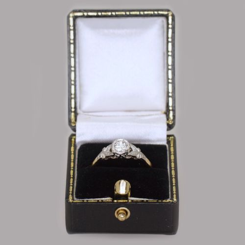 EDWARDIAN SOLITAIRE DIAMOND RING 18CT GOLD PLAT ANTIQUE ENGAGEMENT RING CIRCA 1910 - ADDITIONAL PHOTO 7