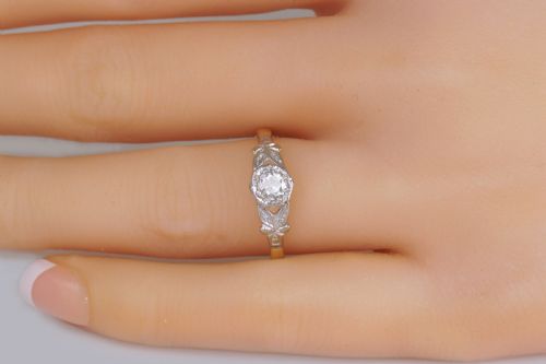 EDWARDIAN SOLITAIRE DIAMOND RING 18CT GOLD PLAT ANTIQUE ENGAGEMENT RING CIRCA 1910 - ADDITIONAL PHOTO 9