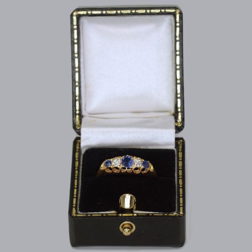 VICTORIA 18CT GOLD SAPPHIRE OLD MINE CUT DIAMOND ANTIQUE RING BIRMINGHAM 1892 - ADDITIONAL PHOTO 8
