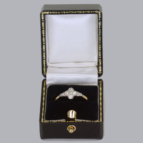 ART DECO 18CT GOLD DIAMOND VINTAGE CLUSTER RING ANTIQUE1920'S ENGLISH DAISY RING - ADDITIONAL PHOTO 7