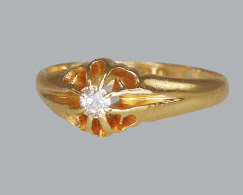 ANTIQUE SOLITAIRE 18CT GOLD OLD CUT DIAMOND VINTAGE RING SIZE T HALLMARKED 1914 - ADDITIONAL PHOTO 2