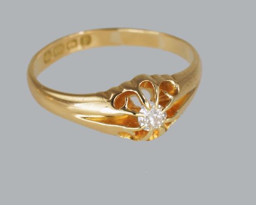 ANTIQUE SOLITAIRE 18CT GOLD OLD CUT DIAMOND VINTAGE RING SIZE T HALLMARKED 1914 - ADDITIONAL PHOTO 3