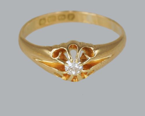 ANTIQUE SOLITAIRE 18CT GOLD OLD CUT DIAMOND VINTAGE RING SIZE T HALLMARKED 1914 - ADDITIONAL PHOTO 4