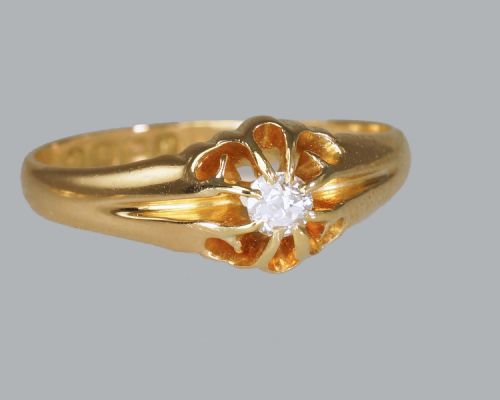 ANTIQUE SOLITAIRE 18CT GOLD OLD CUT DIAMOND VINTAGE RING SIZE T HALLMARKED 1914 - ADDITIONAL PHOTO 5