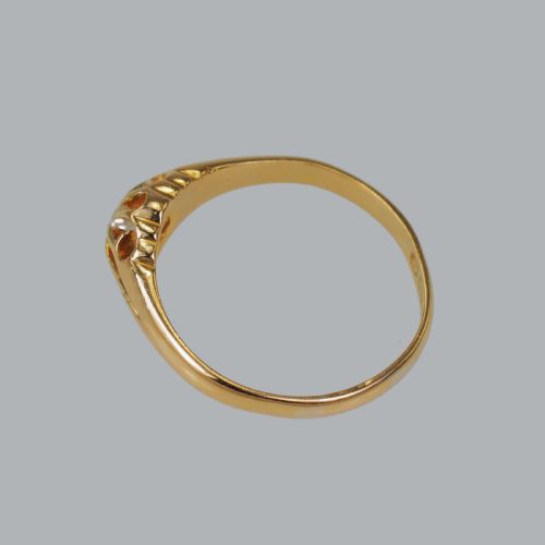 ANTIQUE SOLITAIRE 18CT GOLD OLD CUT DIAMOND VINTAGE RING SIZE T HALLMARKED 1914 - ADDITIONAL PHOTO 9