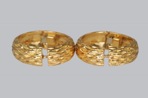 KUTCHINSKY 18CT GOLD 1960'S HOOP HUGGIE VINTAGE EARRINGS 20GM LONDON 1964 - ADDITIONAL PHOTO 6