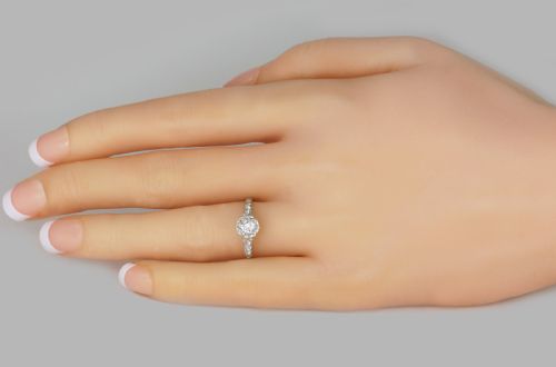 ANTIQUE 05CT OLD EUROPEAN CUT DIAMOND SOLITAIRE PLATINUM EDWARDIAN RING CA1910 - ADDITIONAL PHOTO 1