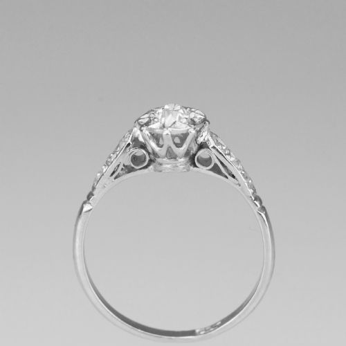 ANTIQUE 05CT OLD EUROPEAN CUT DIAMOND SOLITAIRE PLATINUM EDWARDIAN RING CA1910 - ADDITIONAL PHOTO 7