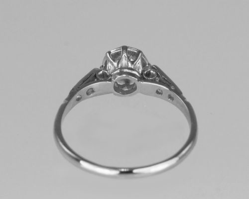 ANTIQUE 05CT OLD EUROPEAN CUT DIAMOND SOLITAIRE PLATINUM EDWARDIAN RING CA1910 - ADDITIONAL PHOTO 13