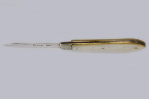 ANTIQUE FRUIT KNIFE SILVER BLADE ORNATE MOTHER OF PEARL HANDLE WILLIAM NEEDHAM VICTORIAN FOLDING PEN KNIFE - ADDITIONAL PHOTO 2