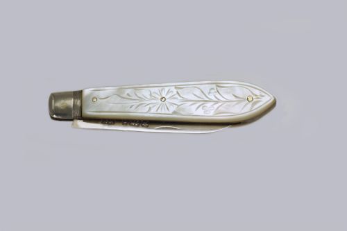 ANTIQUE FRUIT KNIFE SILVER BLADE ORNATE MOTHER OF PEARL HANDLE WILLIAM NEEDHAM VICTORIAN FOLDING PEN KNIFE - ADDITIONAL PHOTO 4