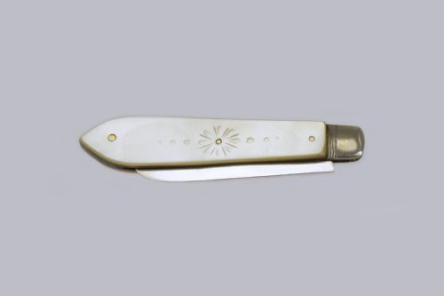 ANTIQUE FRUIT KNIFE SILVER BLADE ORNATE MOTHER OF PEARL HANDLE WILLIAM NEEDHAM VICTORIAN FOLDING PEN KNIFE - ADDITIONAL PHOTO 5